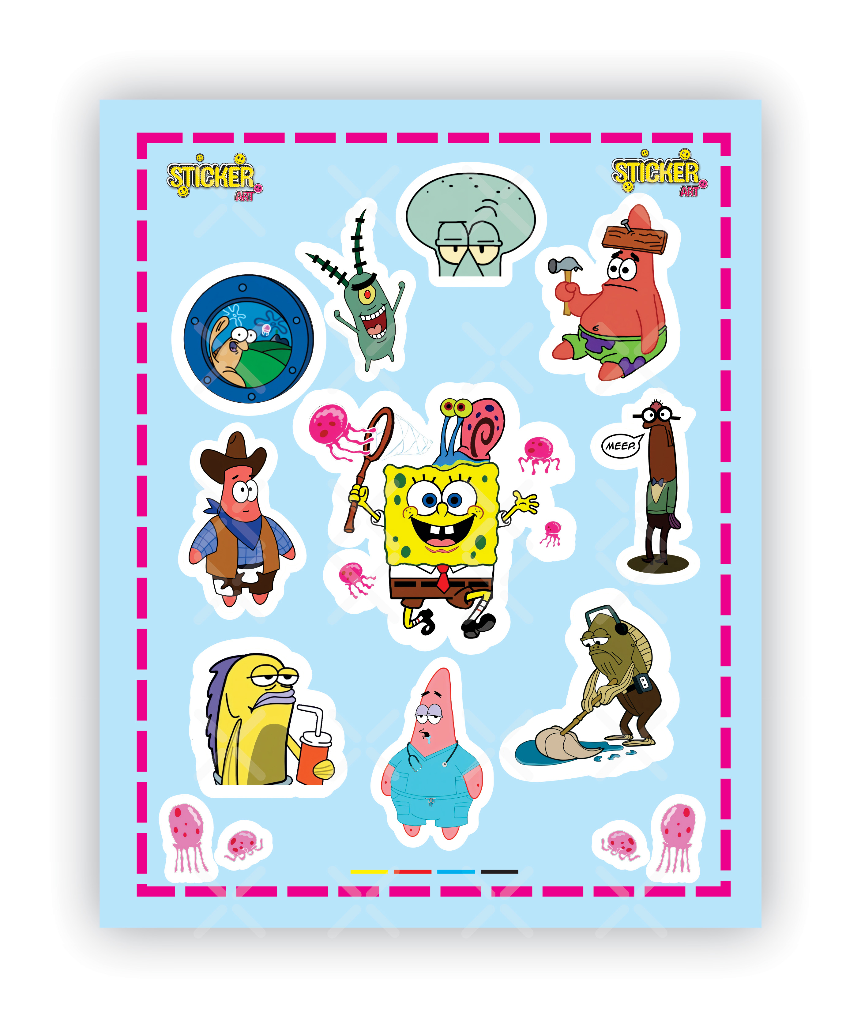 استیکر پک 14 عددی باب اسفنجی (Spong-Bob-14)